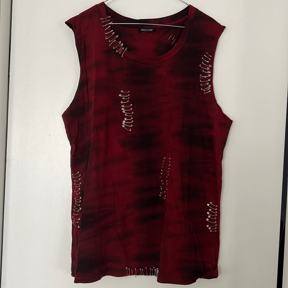 Current mood Dolls Kill safety pin tank tie dye pins all over